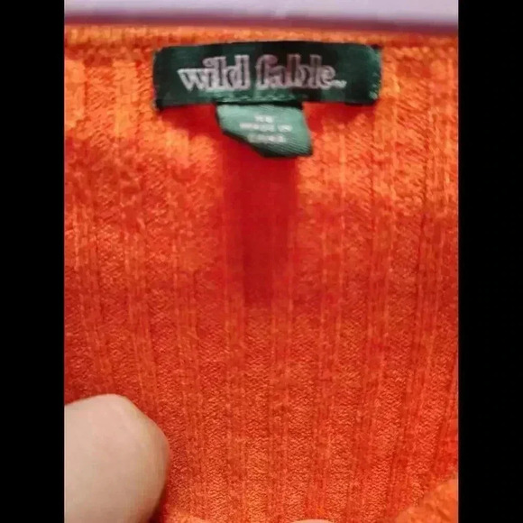 XS Wild Fable Women Ribbed sweater sweetheart Crop Orange - Picture 4 of 8